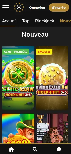 Inscription depuis un apparei EXTRA CASINO
